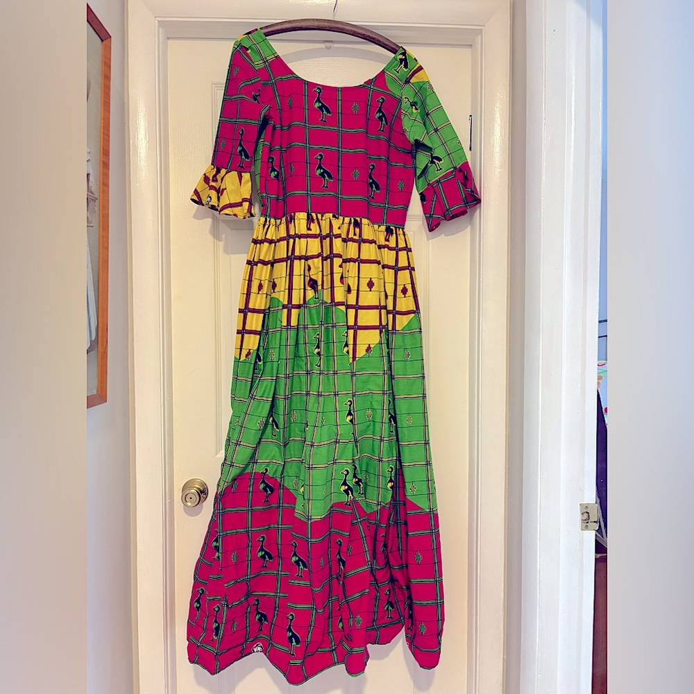 Handmade African Bird Print Maxi Dress